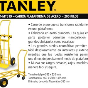 Carro plataforma de Acero Stanley MT519 dos Posiciones soporta 200 KG - Imagen 6