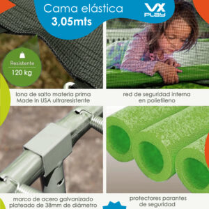 Cama elastica con red de seguridad VX Play 305cm - Imagen 8