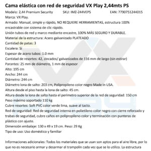 Cama elastica con red de seguridad VX Play 244cm - Imagen 12