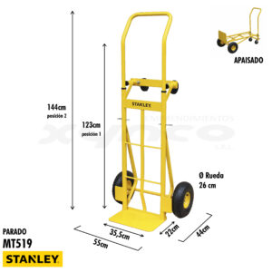 Carro plataforma de Acero Stanley MT519 dos Posiciones soporta 200 KG - Imagen 4