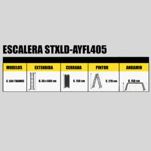 Escalera Fibra de Vidrio Stanley AYFL405 20 ESC Dieléctrica Articulada 4x5 - Imagen 6