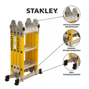 Escalera Fibra de Vidrio Stanley AYFL403 12 ESC Dieléctrica Articulada 4x3 - Imagen 2