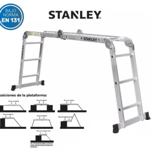 Escalera Aluminio Stanley AY503 12 ESC articulada 4x3 aluminio con plataforma - Imagen 7