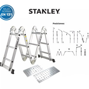 Escalera Aluminio Stanley AY503 12 ESC articulada 4x3 aluminio con plataforma - Imagen 4