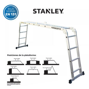 Escalera Aluminio Stanley AY504 16 ESC articulada 4x4 aluminio con plataforma - Imagen 4
