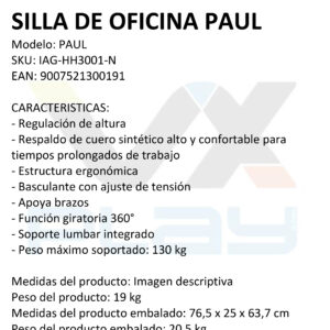 Silla de oficina VX Play Paul sillón gerencial - Imagen 6