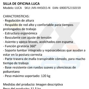 Silla de oficina ergonómica VX Play Luca - Imagen 3