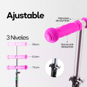 Monopatin Scooter M9 3 Ruedas Con Luces Plegable - Imagen 8