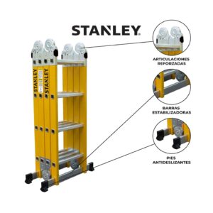 Escalera Fibra de Vidrio Stanley AYFL404 16 ESC Dieléctrica Articulada 4x4 - Imagen 2