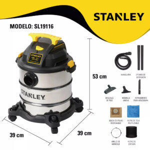 Aspiradora Stanley Acero Inoxidable 23 Litros 1300 W - Imagen 3