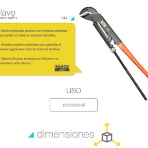 Llave Caño Bahco 144 Ajustable Stilson 722mm - Imagen 4