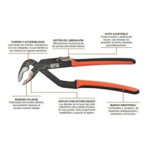 Pinza Pico De Loro Bahco 8223 Ergo Polygrip Ajustable 210 Mm - Imagen 3