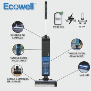 Aspiradora Trapeadora 3 En 1 Inalámbrica hot air Ecowell Lulu 220w - Imagen 5