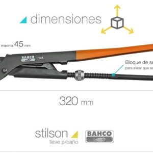 Llave Caño Ajustable Bahco 141 32cm Stilson Sueca Nvo Modelo - Imagen 2