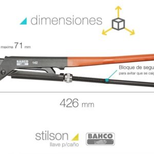 Llave Caño Ajustable Bahco 142 42cm Stilson Sueca Nvo Modelo - Imagen 4