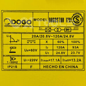 Soldadora Inverter Dogo Star 120 Moderna MMA - Imagen 3