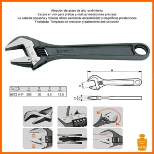 Llave Francesa Ajustable 8072 Bahco 10'' Pulgadas - Imagen 2
