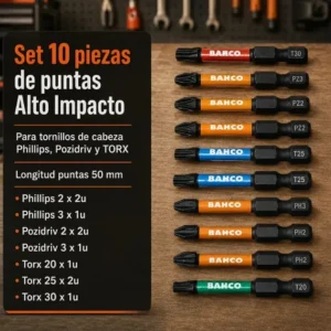 JUEGO DE PUNTAS ALTO IMPACTO 1/4 10PZ - Imagen 2