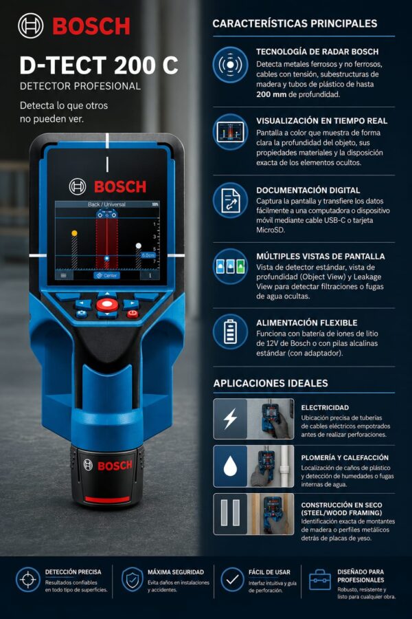 Detector de materiales Bosch D-TECT-200-C