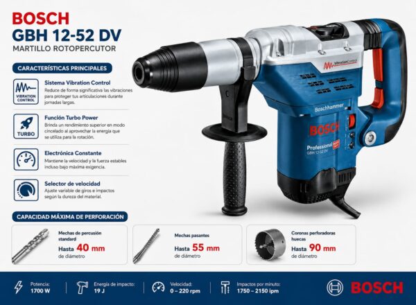 Martillo rotopercutor Bosch GBH-12-52-DV (3)