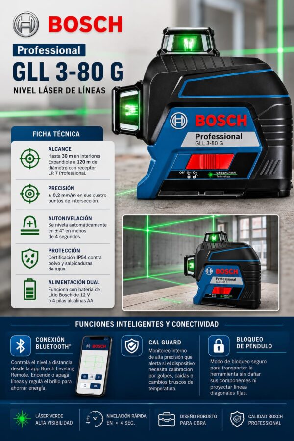 Nivel laser de lineas Bosch GLL-3-80-G