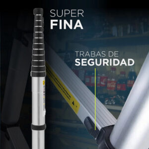 Escalera telescópica Stanley soft close 3,8 m + estabilizador 13 esc - Imagen 6